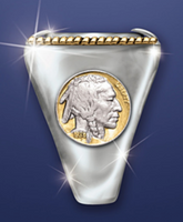 Wholesale Buffalo Nickel with turquoise honoring native metal ring (sold by the piece)